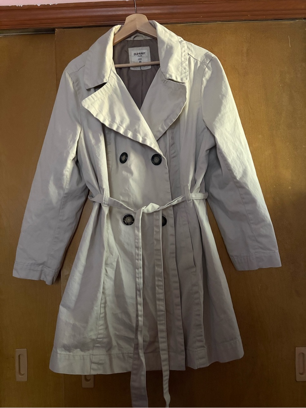 Old Navy Light Beige Double-Breasted Trench with Belt